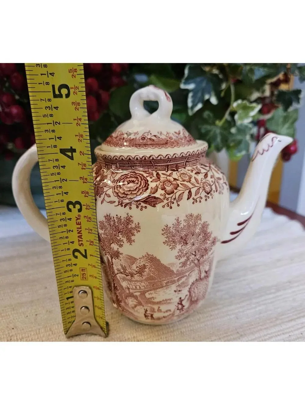 Villeroy & Boch Burgenland Red Set Teapot Cup Saucer Mini Sauce Boat Underplate - Picture 5 of 16